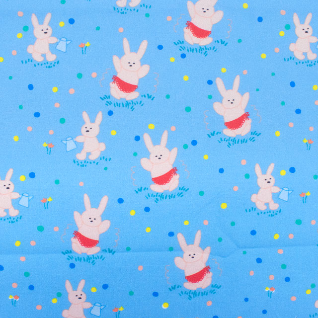 生地 FiN tex-フィンテックス- エプロンうさぎ 約140cm幅×50cmカット(OKF-031) 2BL.ブルー 09Ae06_